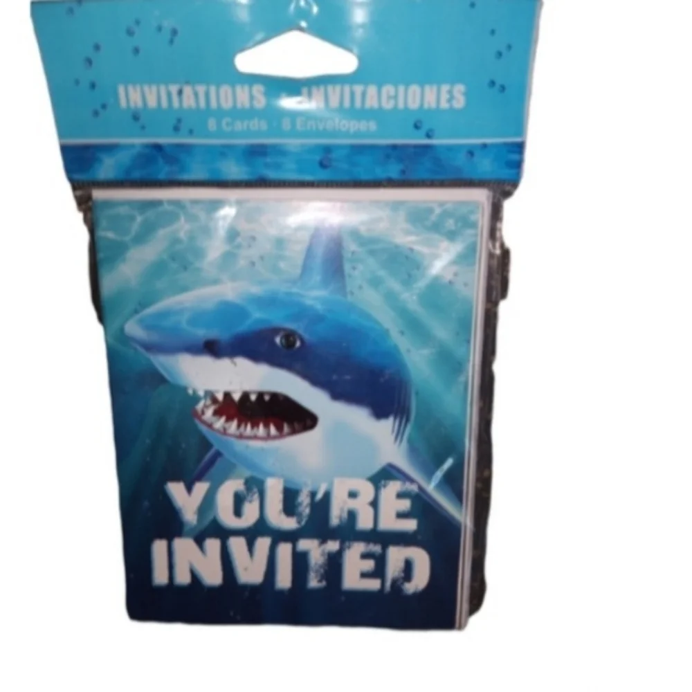 Shark theme party invitations